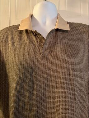 Cambridge Classics Men's Short Sleeve Polo Shirt Brown Beige Checkered
